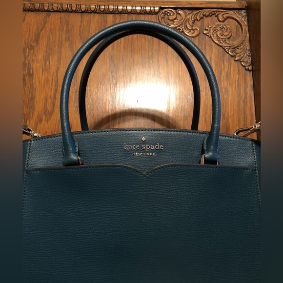 NWT-Kate Spade-Medium Satchel-Scotch Pine-Refined Grain Leather-Strap-$379 - Picture 2 of 14